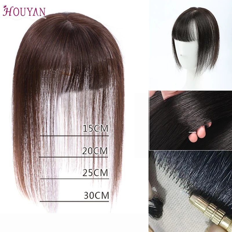

HOUYAN High Quality Natural Human Hair Different Sizes Invisible Seamless Straight Hair Top Hair Clip for Adult Man/Women