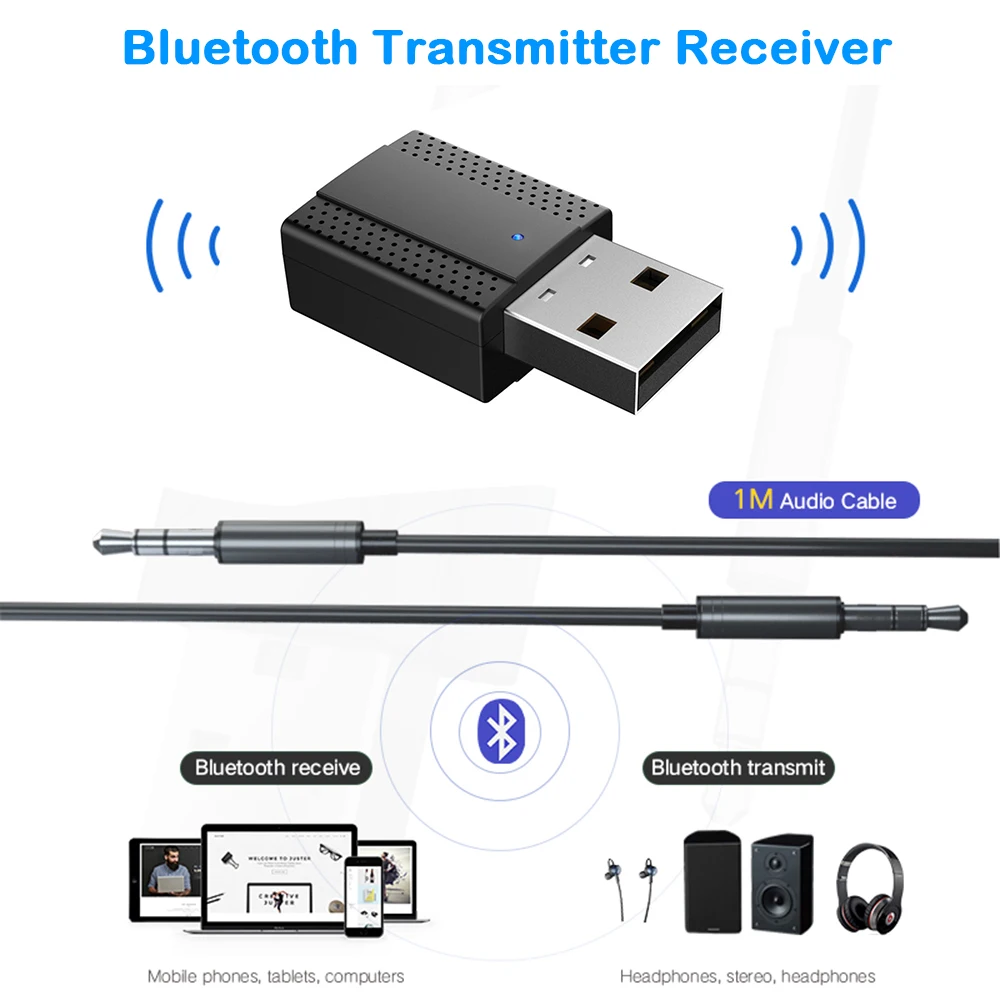 Модернизированный Bluetooth 5,0 приемник передатчик с микрофоном Handfree вызов USB Мини 3,5 мм стерео беспроводной Bluetooth адаптер для автомобиля тв