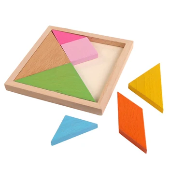 

14.5*14.5cm Wooden Puzzle Toys 3 D Puzzle Drawing Toys Early Educational Toys Geometric Shapes Color Fir Kids Gift