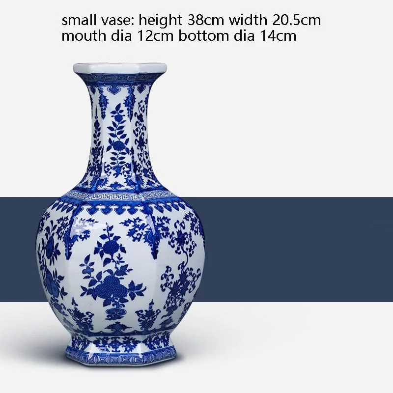 Керамическая Сине белая фарфоровая антикварная ваза Jingdezhen Цветочная композиция