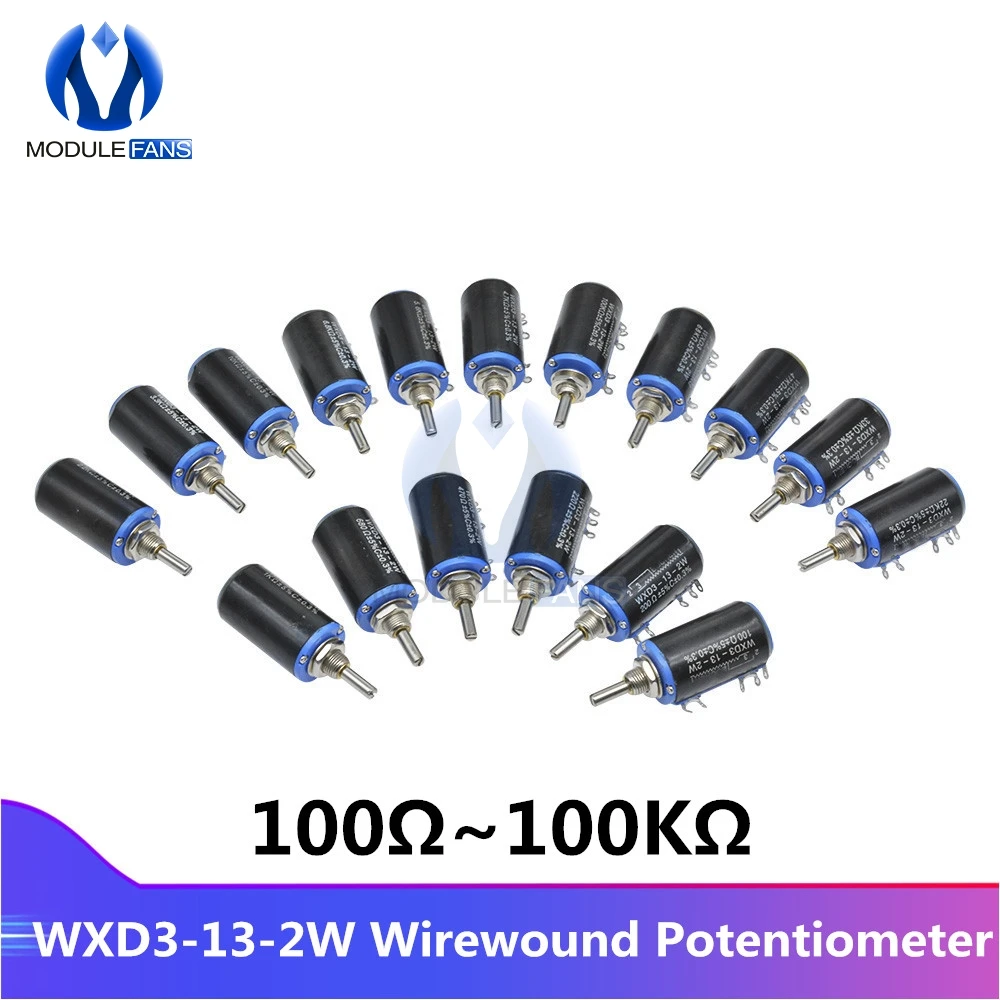 

WXD3-13-2W Wirewound Potentiometer Resistance Ohm 10 Turns Linear Rotary Potentiometer 5% +5% -5% Diy Electronic