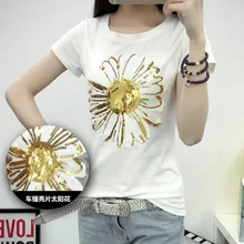 Новинка весны o Средства ухода за кожей шеи с длинным рукавом дна Топы корректирующие Для женщин футболка и Футболки для девочек блестками Защита от солнца с цветочным рисунком майка сплошной хлопковые топы