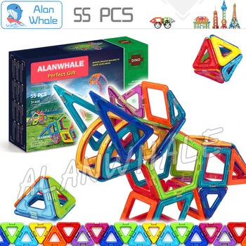 

55pcs Dinosaur Set New Magnetic Model Building Blocks Magnets Designer Enlighten 3D Brain Traning DIY Toys Construction Bricks