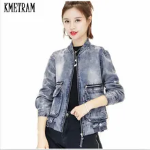 KMETRAM Модные свободные джинсовые куртки-бомберы Jaqueta повседневные джинсы пальто Верхняя одежда с длинными рукавами куртка Casaco Feminino HH803