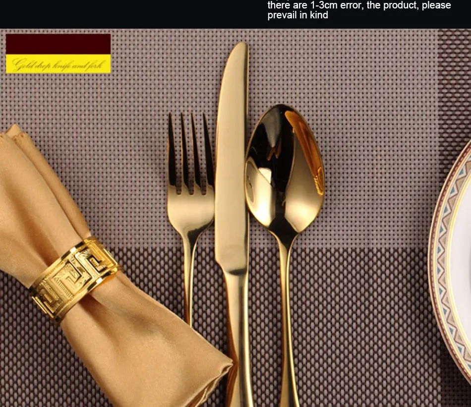 Luxury Gold Cutlery Set Stainless Steel Metal Dinnerware Set 3 Pieces Knife Fork Tableware Dining Dinner Western Food Kitchen (4)