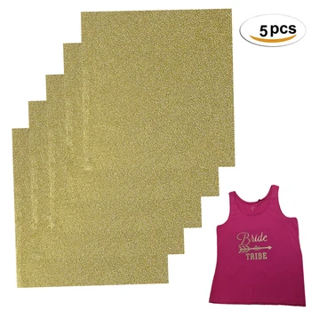 

5 Sheets/lot 19.5*18.5cm Glitter Heat Transfer Vinyl Heat Press Cut DIY T-shirt Garment Clothing Materials decorative patches
