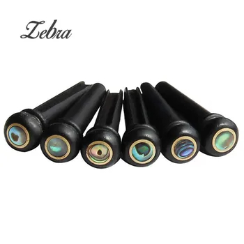 

Zebra 6Pcs/set Black Ebony Shell Guitar Bridge Bone Pins Set with Green Abalone Dot For Acoustic Guitar Parts & Accessories