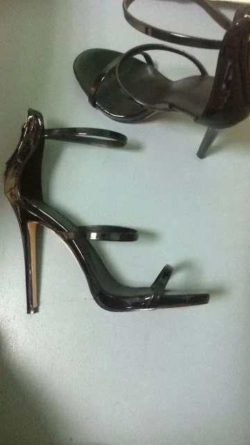 Черные женские босоножки на высоком каблуке с ремешками; классические модельные туфли на каблуке с ремешками; блестящие синие узкие сандалии из лакированной кожи розового золота - Цвет: as pic