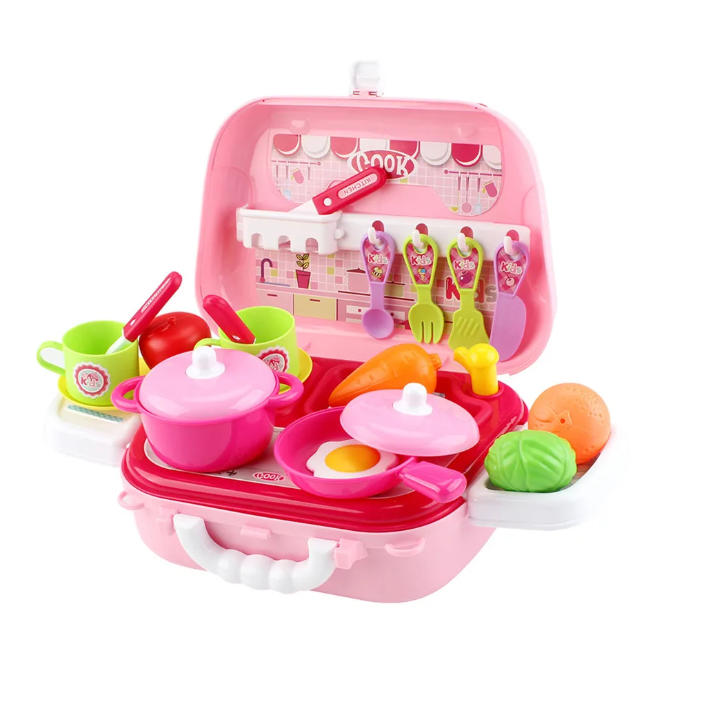 

Kitchen Little Kitchenware Shoulder Bag Kids Mini Playset Dollhouse Children Toys Kitchenware 27PCS simulation suitcase