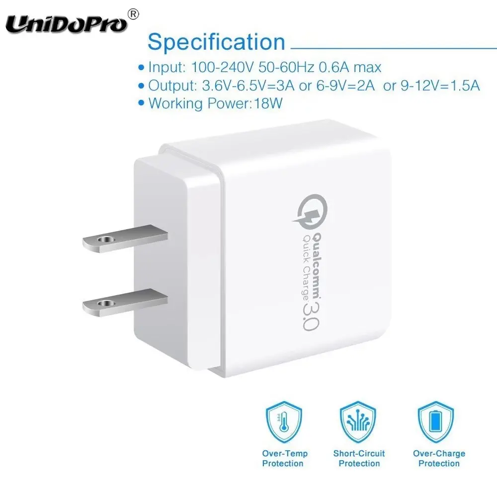 Зарядное устройство UNIDOPRO Quick Charge QC 3,0 18 Вт US EU Plug AC для Teclast X70 R 3g, X89 Kindow, X80 power Pro Plus Fast Wall Chargeur