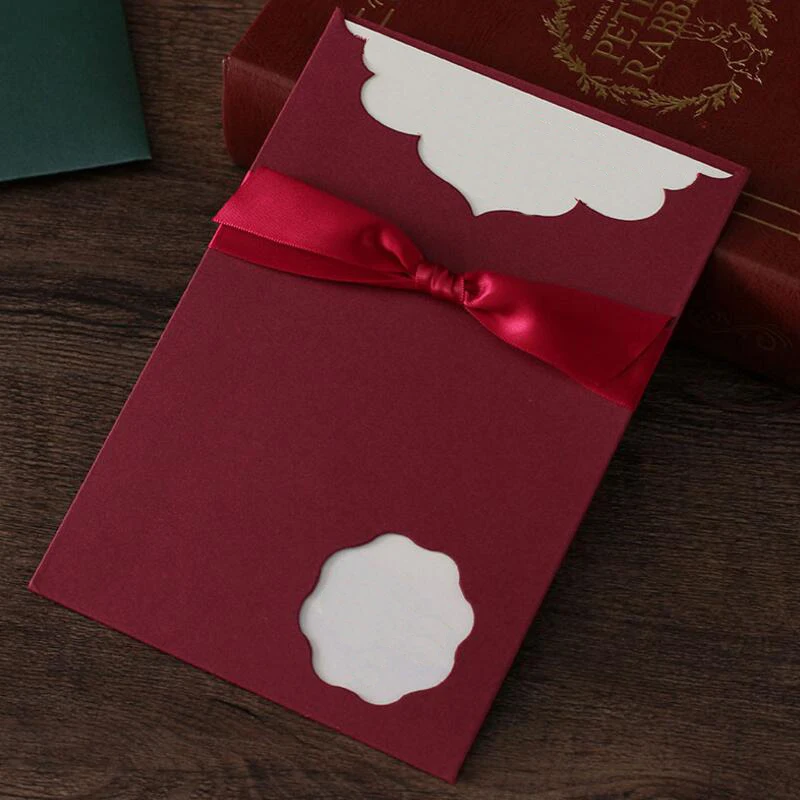 us 9 71 8 off 10pcs lot wine red hollow card bow tie wedding party invitation card personalized creative birthday card with blank inner page in tie cards