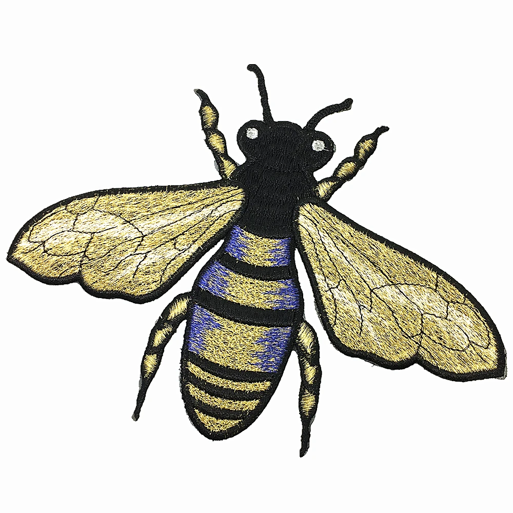 Set of 4 Large Embroidered Bee Patch Embroidery Bees Applique Big Patches For Clothing Bag Parches DIY Accessories Sew