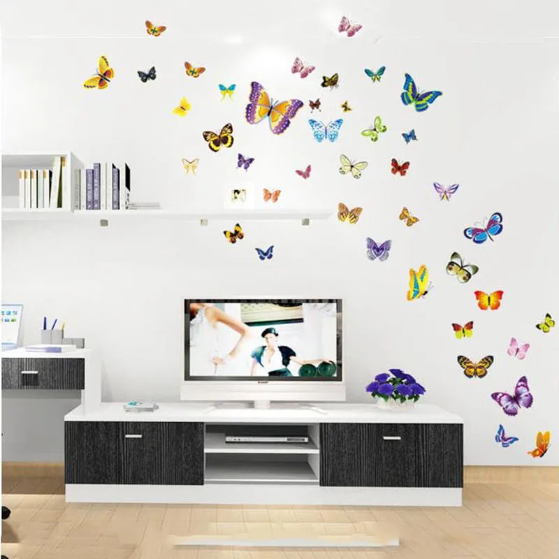 50 قطعة/المجموعة فراشة الجدار ملصق للأطفال غرف الثلاجة الفن جدارية الزفاف الديكور Adesivo دي باريد ورق حائط لغرف النوم