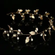 Жемчужные белые+ золотые листья Сладкая Свадебная повязка на голову для невесты головные уборы для подружки невесты головной убор для волос
