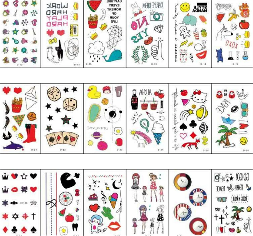 

5 Sheet Adult Geometry Multi Images Pattern Environmental Fake Tattoo Stickers 10.5*6cm Kids Waterproof Temporary Tattoo Kids