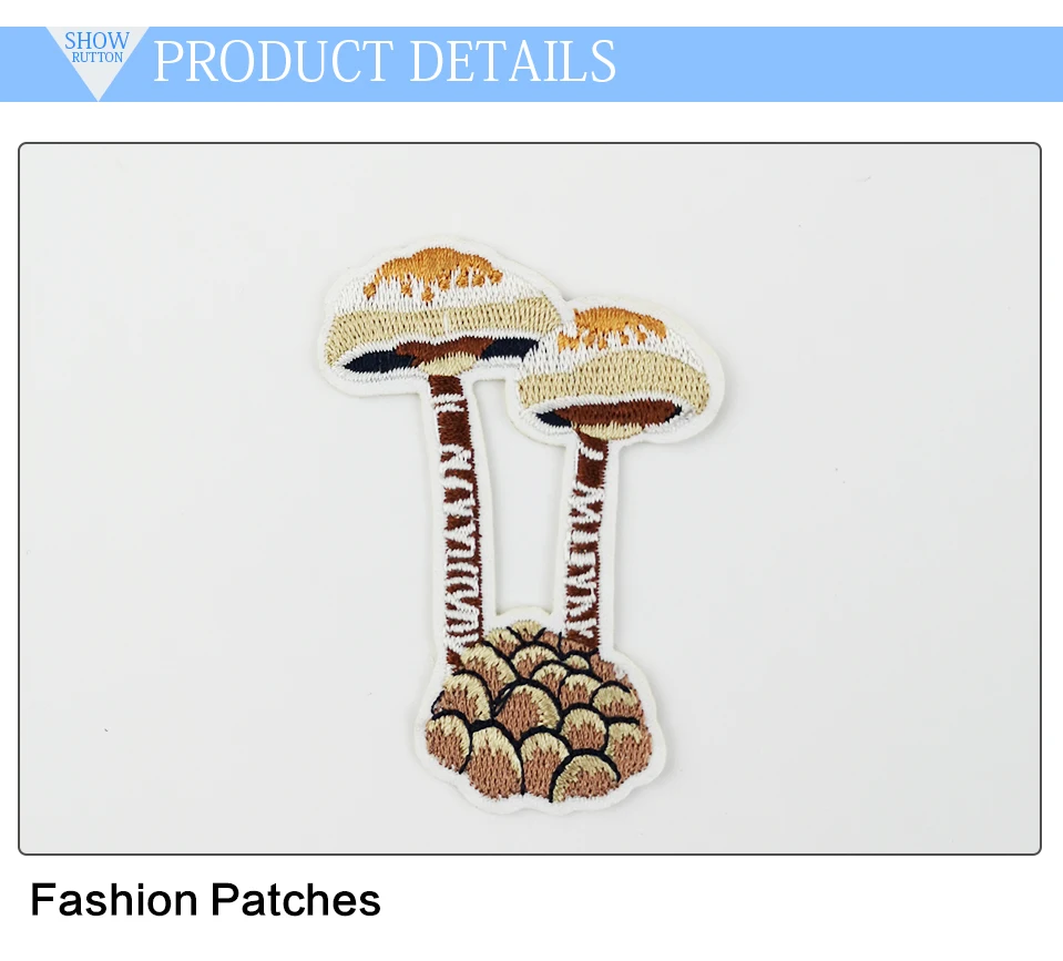 Iron On Patches Kids Cute DIY Stripe Mushroom Patch Small Size Embroidery Badges For Clothes Clothing Fabric Garment(2)