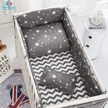 Cotton Soft Baby Bed Crib Bumper Include Pillow/ Bumpers/ Sheet/Quilt Cover Newborn Bed Bumpers Baby Bedding Sets Gray Stars nordic baby bedding sets cartoon rabbit cotton baby bedding sets for cribs black white baby quilt case bed sheet baby bedding