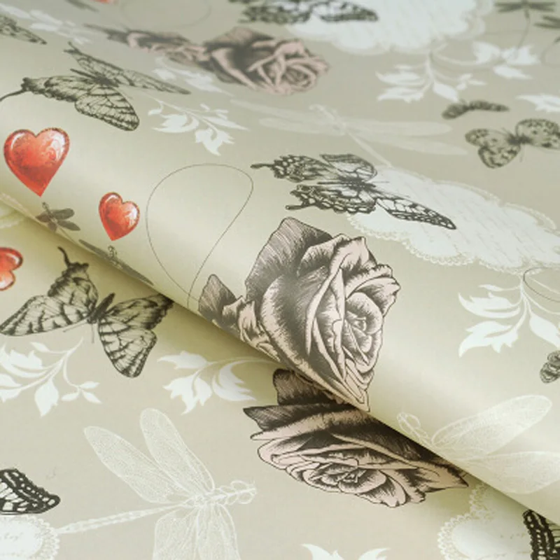 wrapping paper fancy heart flowers bouquet packing paper decorative
