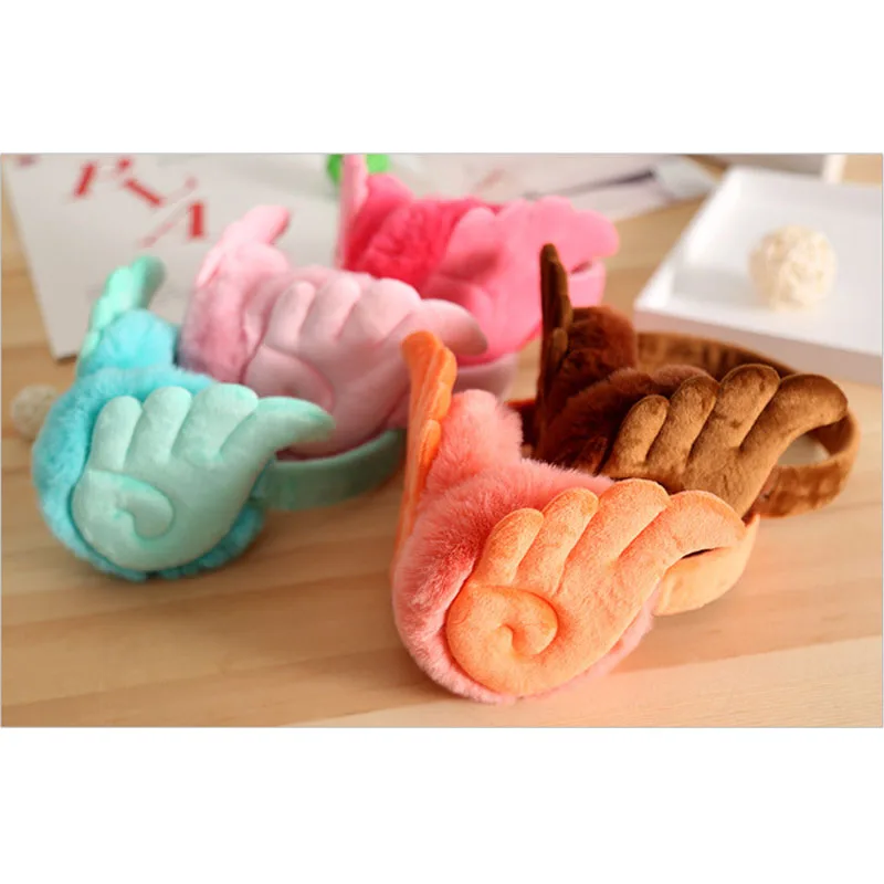 

New oorwarmers earmuffs fashion Cute wings ear muffs large plush imitation rabbit hair cute winter fur ear warmer