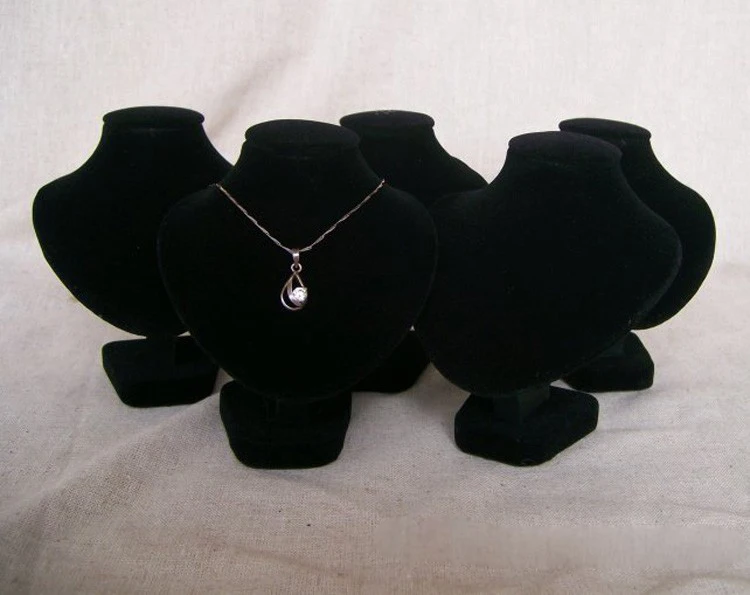 5pcs/lot Black Velvet Mini Jewelry Display Mannequin Necklace Showcase