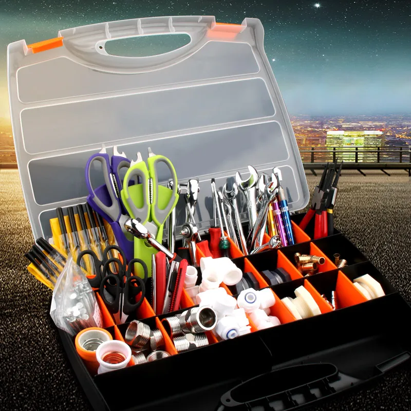 

High-quality plastic portable tool box screw storage box electronic components hand tool organizer holder case