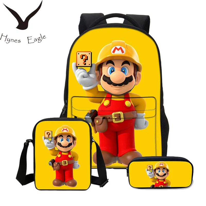 

Hynes Eagle Cartoon Super Mario Printing 3Pc/Set Combination Package For Children School Backpacks Shoulder Bag Pencil Bag