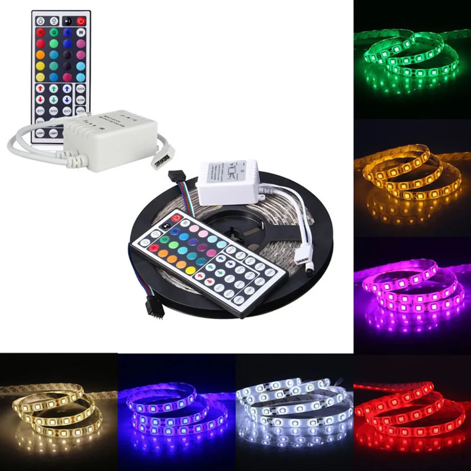New Year 2017 Newest Hot Selling 5M RGB 5050SMD 300LED Waterproof Flexible LED Light Strip+44Key IR RemoteDiscount | Лампы и освещение