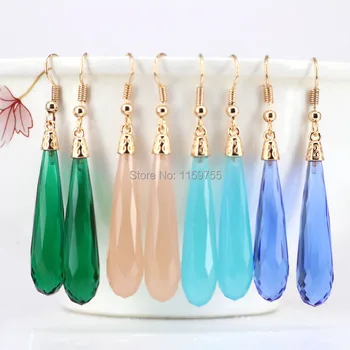 

5Pair Mix Color Faceted water drop Opal stone dangle earrings high quality gems earring jewelry for women