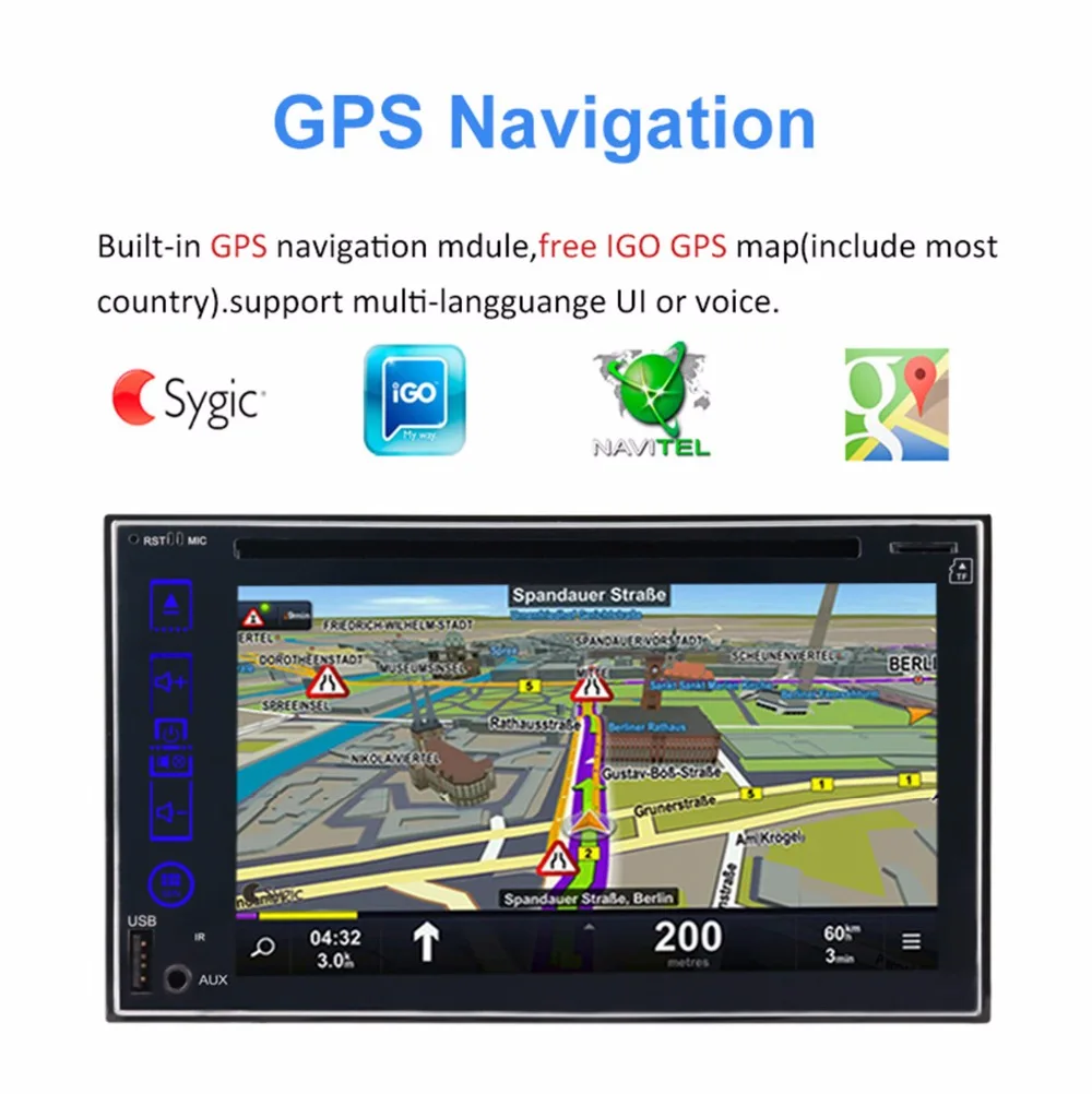 Top HD 1024X600 2Din Quad Core 2GB RAM 32GB ROM Android 6.0.1 Car DVD GPS Navigation Player Stereo Radio 2 Din Universal 8