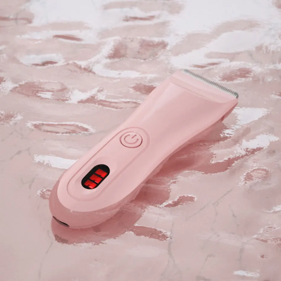 Безопасная детская машинка для стрижки волос немой электрический триммер мягкий кабель для стрижки волос с щеткой Гибкая Водонепроницаемая зарядка - Цвет: Розовый