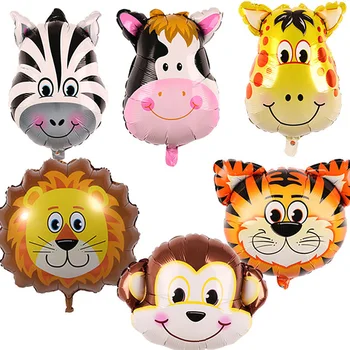 

Cartoon Animal Head Aluminum Film Balloon Tiger Lion Zebra Cow And Other Animal Head Balloon For Party Decoration