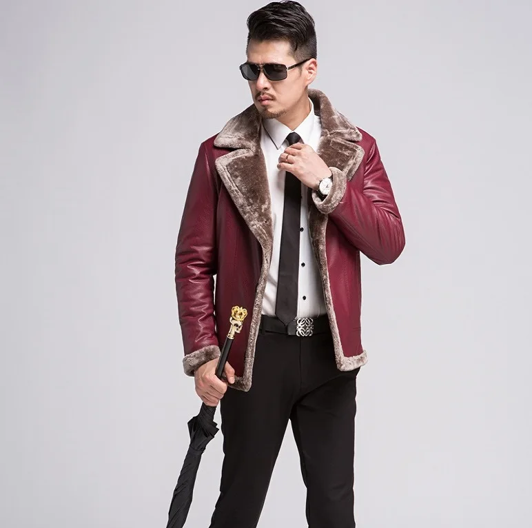 

2018 Winter leather jackets Men Fashion Faux Fur Coats male casual motorcycle leather jacket Thicken Warm Outwear Suede Overcoat
