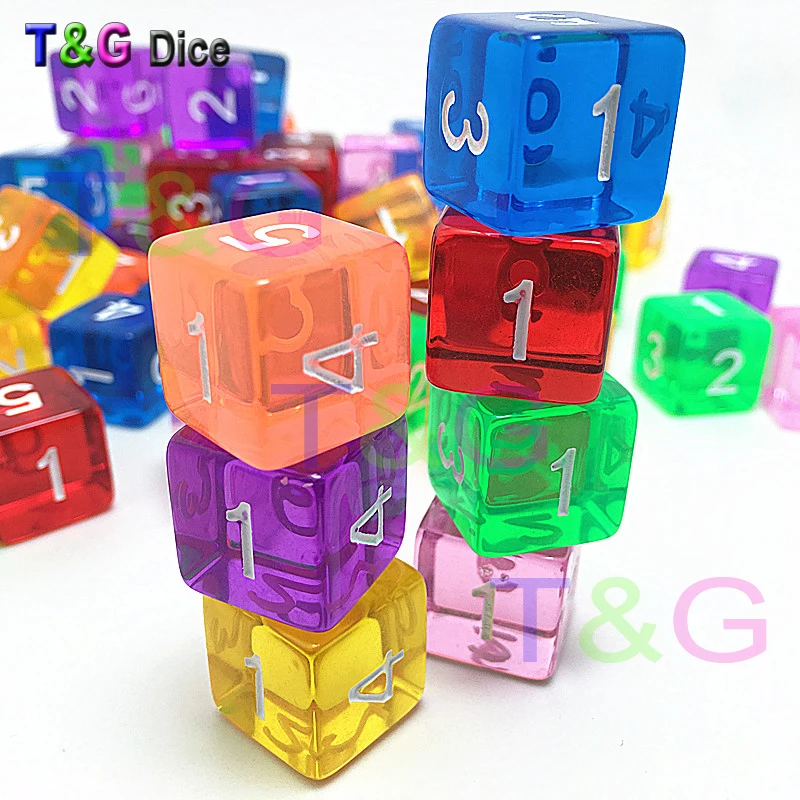 Fun 16mm Lot of 10 Plastic Clear Digital Dice Board Games Party Toy for Giftin Dice from Sports