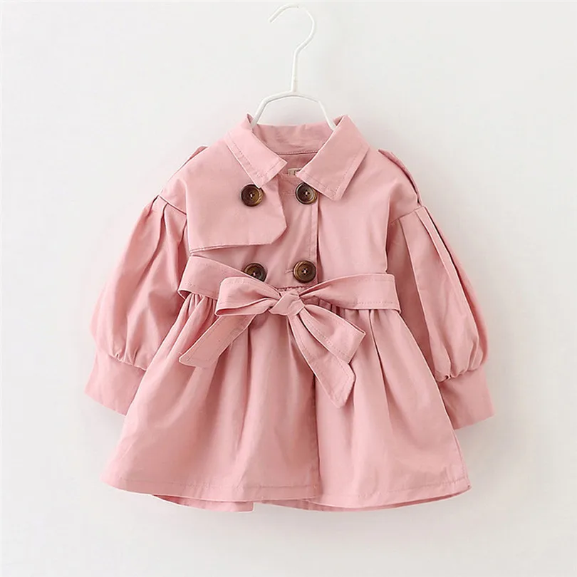 2019 new cute Toddler Infant Baby Boys Girls Solid Belt Bottons Trench Wind Coat Tops Outfits fashion design  (11)