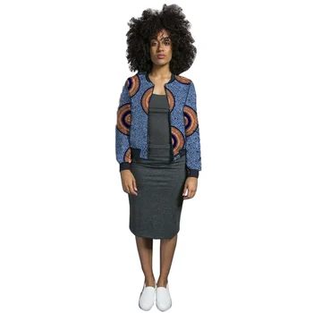 

Fashion African Bomber Dashiki Print Jacket Women Short Zip Pocket Sweatshirt Casual Cropped Coat Clothes