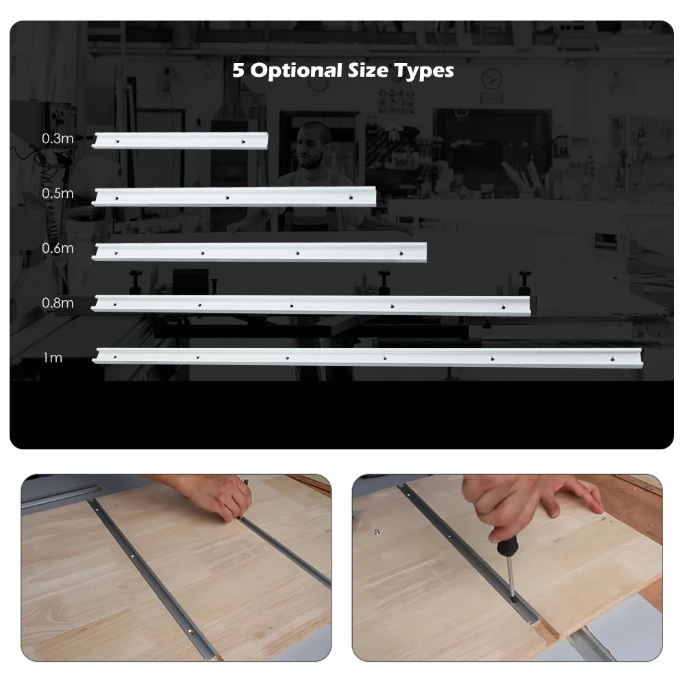 

NE 0.3 / 0.5 / 0.6 / 0.8 / 1m Miter Track Gauge Rod Woodworking T-Track T-Slot Aluminum Alloy Bar Slider Table Saw Miter
