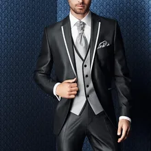 Костюм pour homme mariage Новое Прибытие Slim Fit Темно-Свадебный костюм Жениха Смокинги жених Костюм Куртка+ Брюки+ галстук+ Жилет
