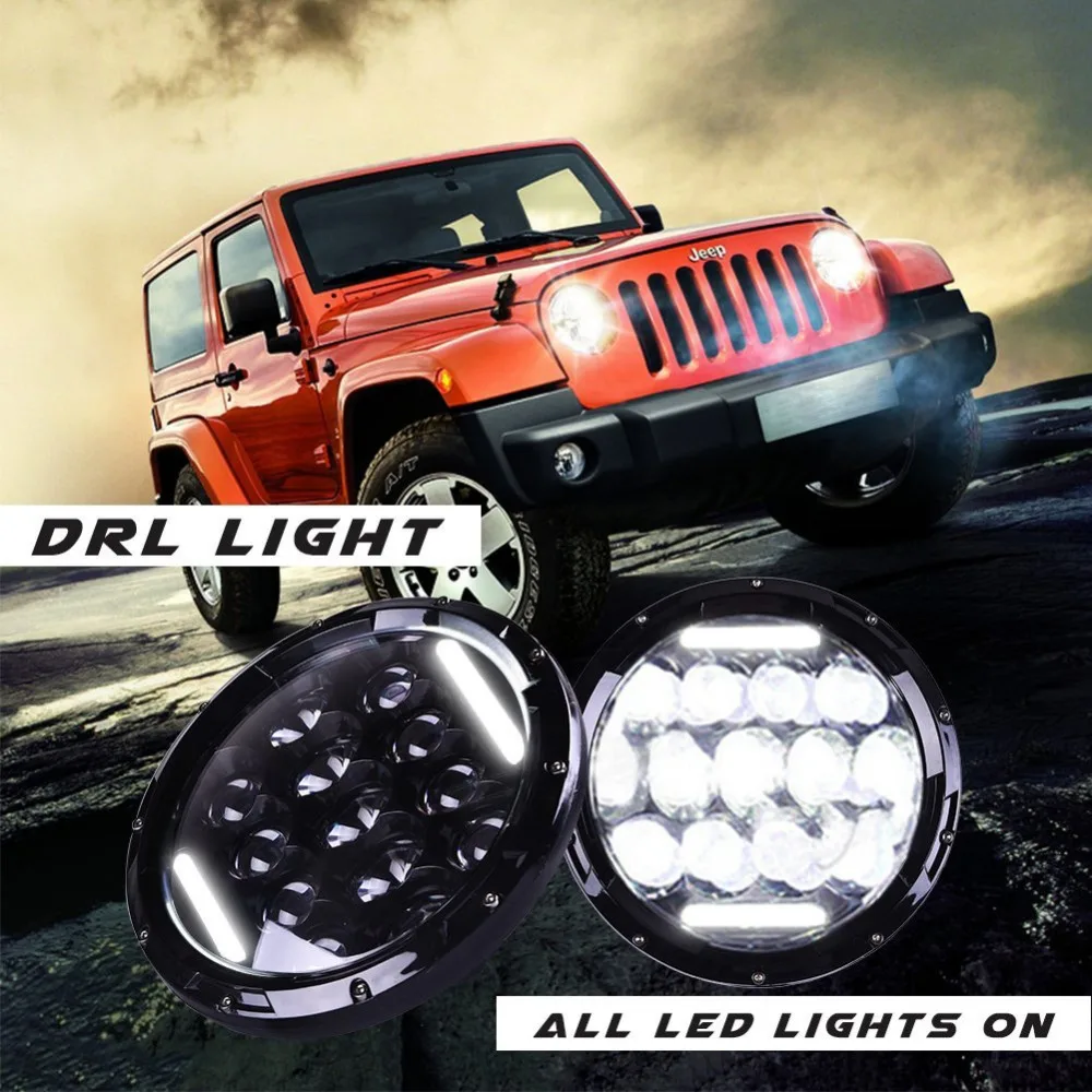 

7" LED Round 75w Led Headlight H4 High Low Beam External Lights For Off Road 4x4 Jeep Wrangler Jk Tj Lada Niva DC 12v 24v J3