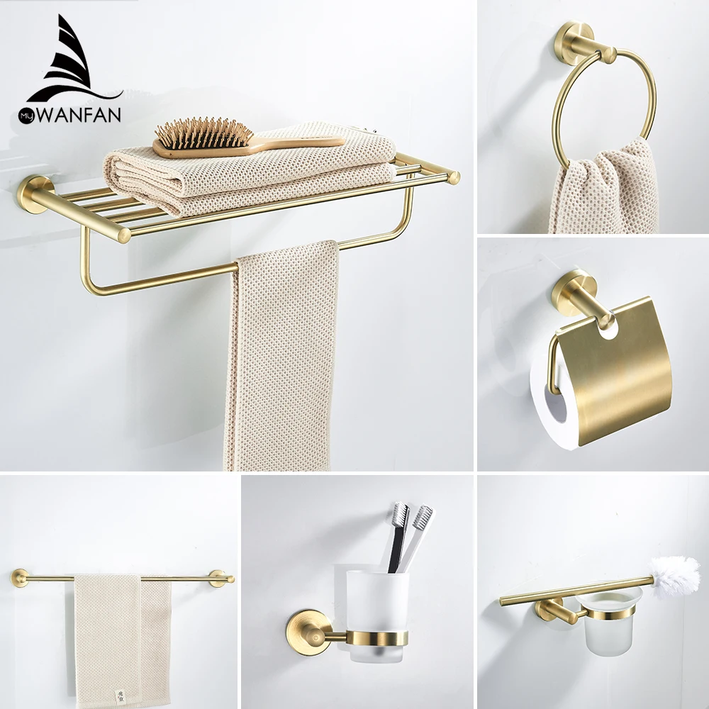 

Bathroom Accessories Bath Hardware Set Golden Color Swan Toilet Paper Holder Towel Rack Tissue Holder Roll Paper Holder WF-6677