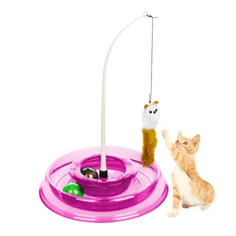Pet Cats Toys Round Turntable Stick Funny Cat Pole Catmint Ball Cat