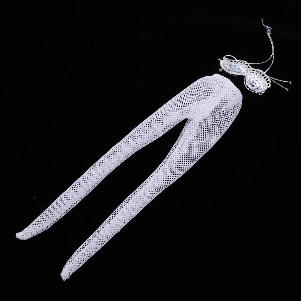 Doll Trendy White Underwear Set Tops & Lace Fishnet Pantihose Stocking Short Pants For   Doll Accessories 8 Pieces