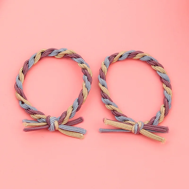 South Korea's simple plain woven knotted hair rope color matching ring leather bold tied hair rope hair accessories headdress