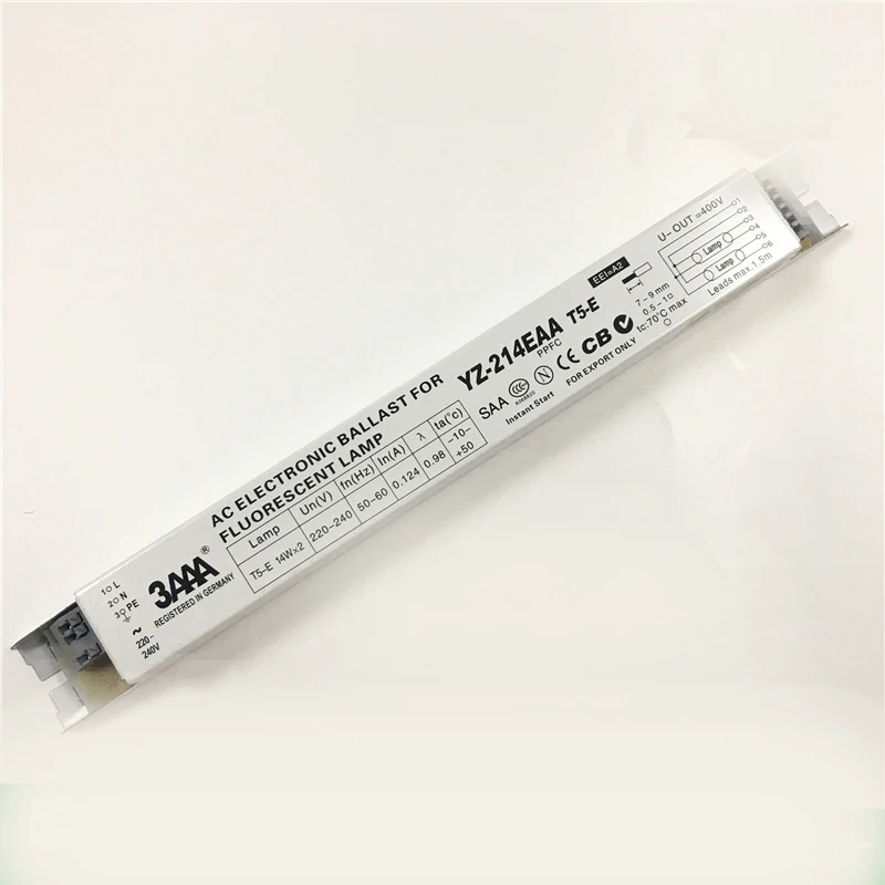Ballast électronique YZ-214EAA Pour Tubes Fluorescents T5 - 2x14W - 220-240V - Économie D’énergie Et Sans Scintillement