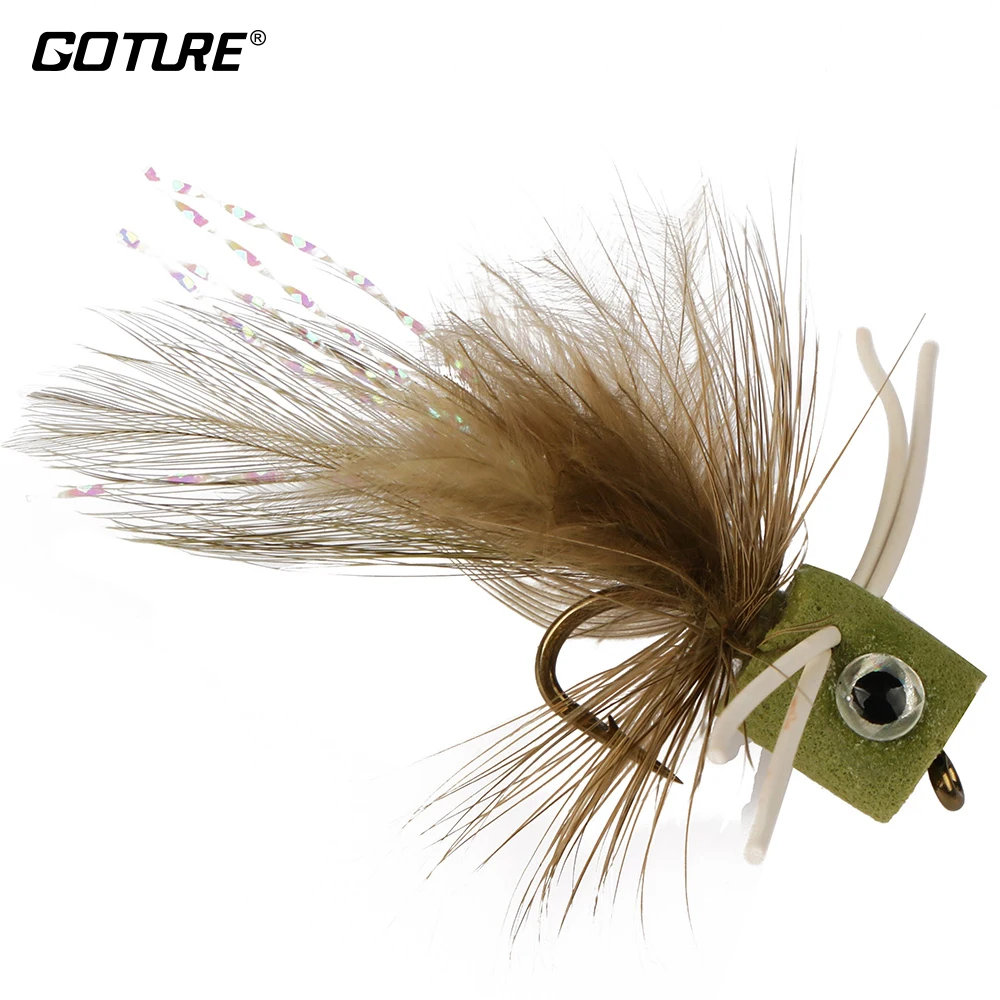Goture 5pcs/Lot Fly Fishing Lure Bait Topwater Popper Surface Dry Flies