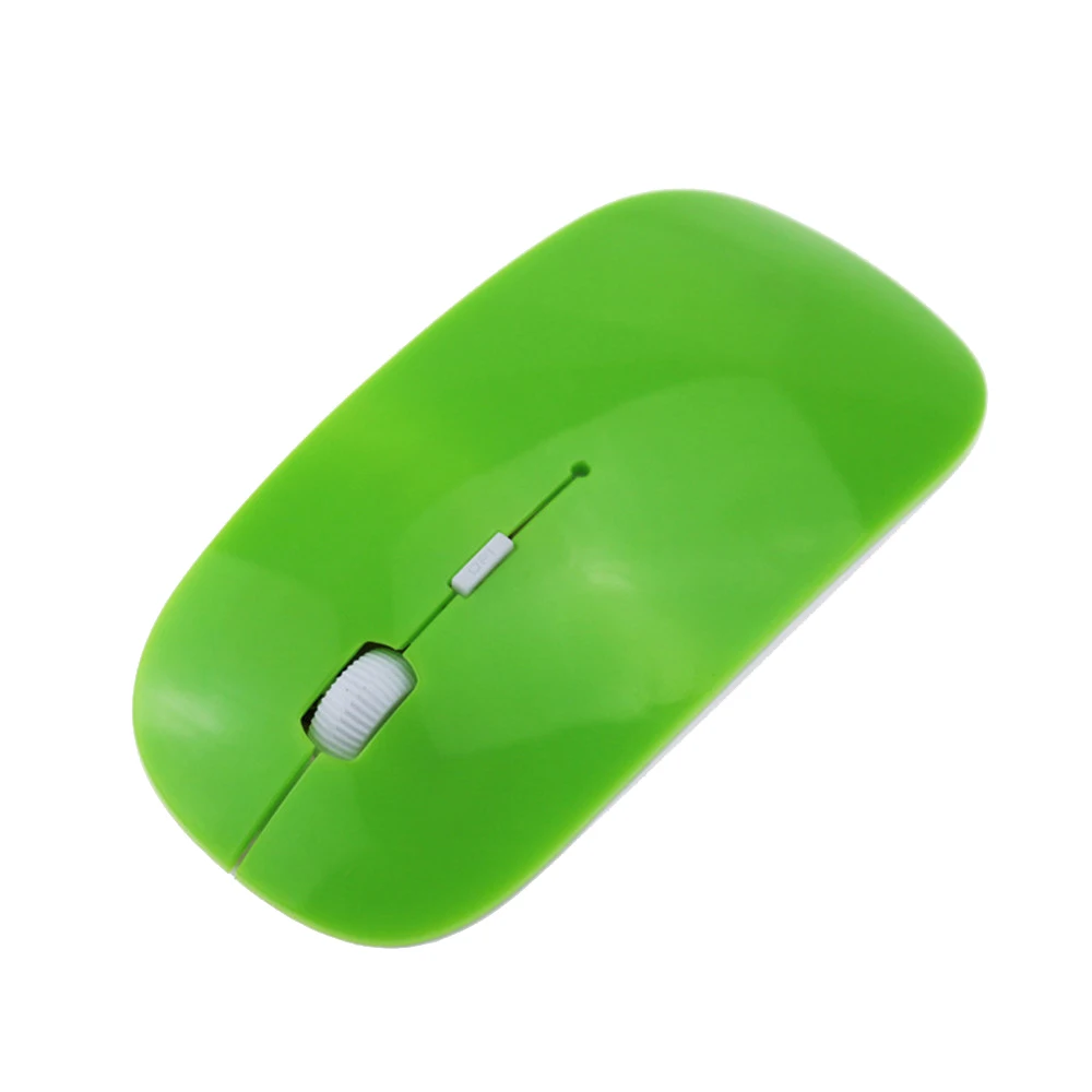 Ультра тонкий USB оптическая беспроводная мышь 2,4 г приемник супер тонкий беспроводной компьютер портативных ПК Desktop - Цвет: Зеленый