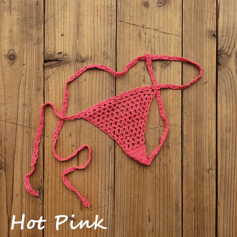 13 Color Sexy Crochet Bikini Set 100% Cotton Beach Swimwear Female Women Swimsuit Knitted Micro Bathing Suit Girl crochet bikini set