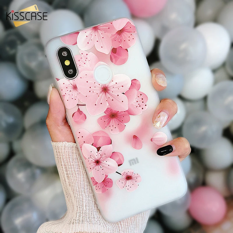KISSCASE 3D рельефный чехол с цветами для Xiaomi Redmi Note 5 6 pro Мягкий Силиконовый Футляр 4X