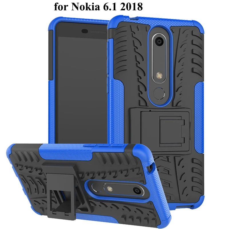 

360 Armor Case Plastic+Silicone Cover for Nokia 6.1 2018 Stand Case Heavy Duty Protection Hybrid Cover for Nokia 6.1 2018 Funda