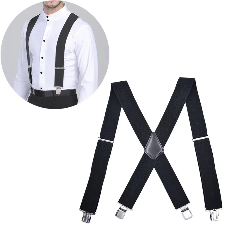 Mens X Shape Braces Adjustable and Elastic Suspenders with A Very Strong Clips