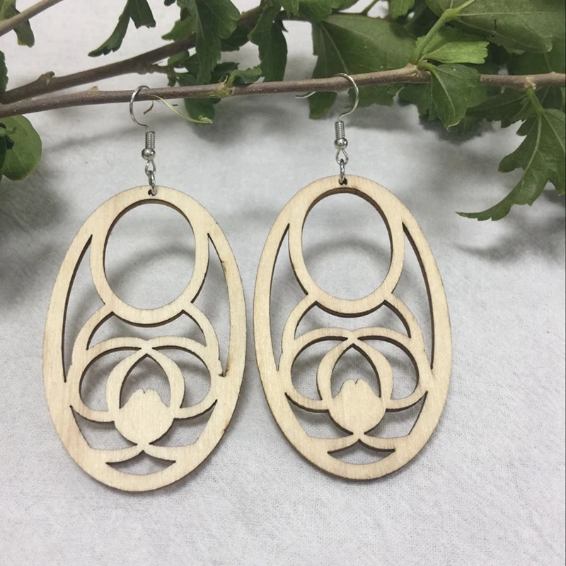 5 pairs laser cut wood earring oval shapein Wood DIY Crafts from Home & Garden on Aliexpress